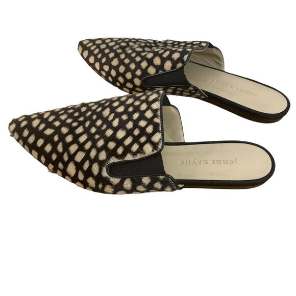 Jenni Kayne Mules Honey Giraffe Calf hair Dotted Slides Size 38 - Picture 3 of 8